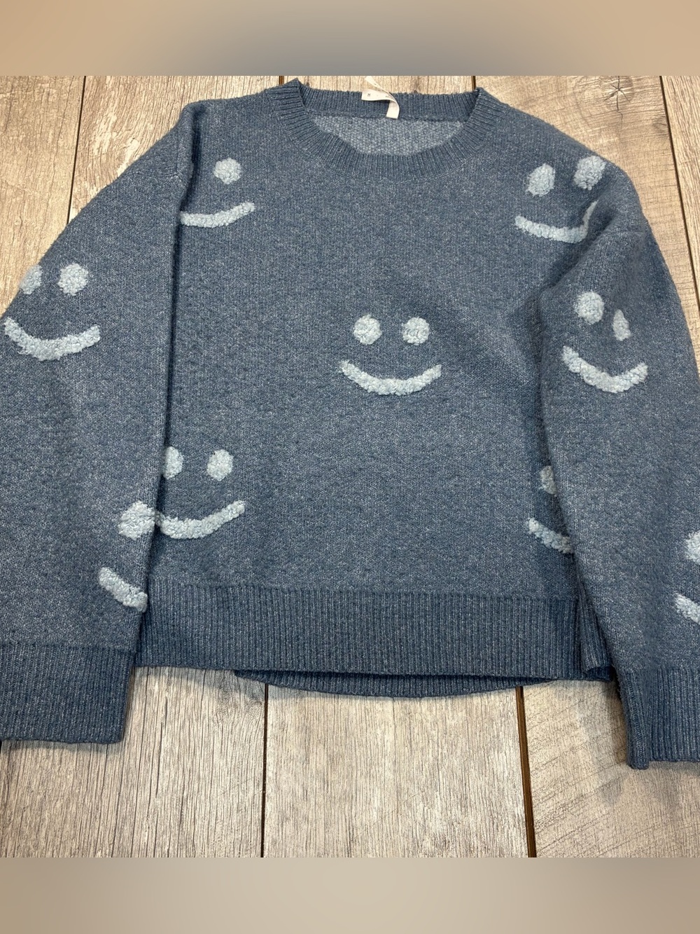 This Dreamers by Debut Smiley Face blue/grey women’s Sweater med oversized